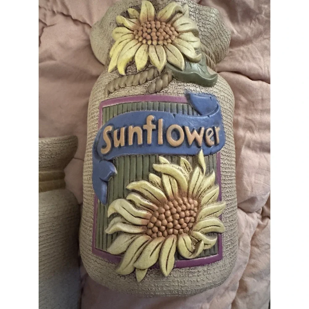 Vtg Planter Wall Hanger Sunflower Pansy Burlap Sack Pocket Country Cottagecore